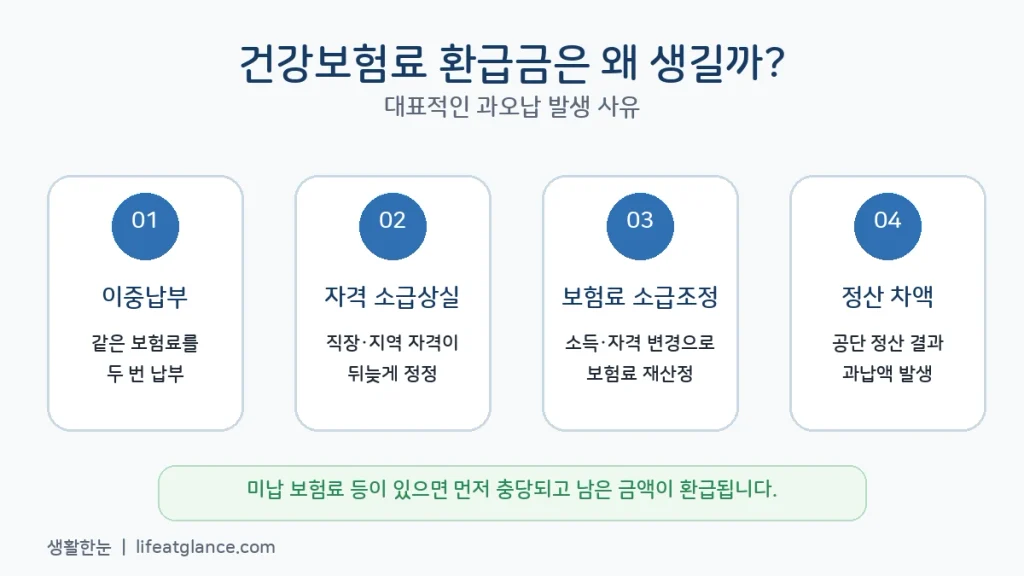 건강보험료 이중납부 자격 소급상실 소급조정 환급금 발생 사유