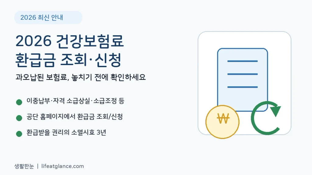 2026 건강보험료 환급금 조회 신청 과오납 환급 안내